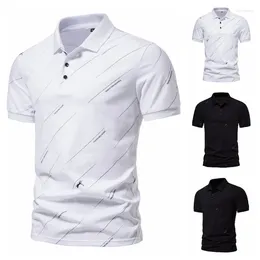 Men's Polos 2024 High Quality Printed Lapel Loose Short Sleeve POLO Shirts