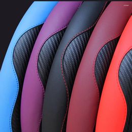 Steering Wheel Covers Sports Model Leather Car Cover 15inch Carbon Fibre Auto Case Without Inner Ring Elastic Band
