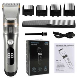 Hair Clippers Hair Clipper Professional Electric Trimmer For Men With LED Screen Washable Rechargeable Men Strong Power Ceramic Hair Cutting