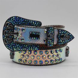 2022 Designer Rhinestones Belt Bb Belts Simon For Men Women Shiny Diamond Skull Belt Black Blue White Multicolour 61 Colors243i