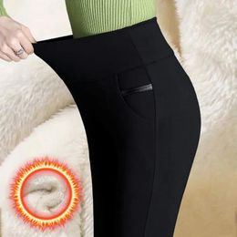 Capris Plus Fleece Autumn and Winter Plus Fleece Pants Women High Waist Outer Wear Leggings Fat Mm Stretch Trousers
