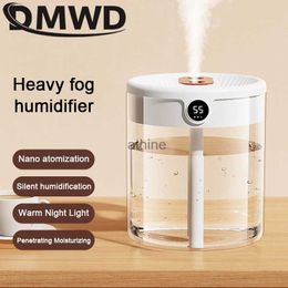 Humidifiers DMWD USB Air Humidifier Double Nozzle Essential Oil Diffuser 2L Ultrasonic Humidifiers Aromatherapy Diffuser Atmosphere Lamp YQ240122