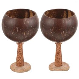 Wine Glasses 2 Pcs Coconut Cup Cocktail Container Party Rack Shell Holiday Juices Holder Drop Delivery Home Garden Kitchen Dining Bar Dhuvg