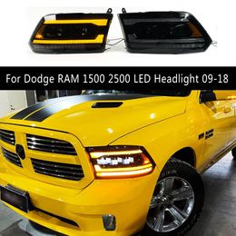 Head Lamp Car Styling For Dodge RAM 1500 2500 LED Headlight 09-18 DRL Daytime Running Light Streamer Turn Signal Indicator Auto Parts