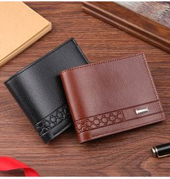 DHL50pcs Wallets Men PU Wire Compression Large Capacity Multifunctional Business Short Credit Card Holder Mix Colour