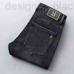 Men's Jeans designer Family h Brand Autumn Winter Live Broadcast Selling Black Grey European High-end Elastic Pants Trend V5J8