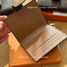fashion Multiple card slots Brown wallet card holder original box leather multicolor coin purse date code short wallets women man classic card purse