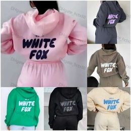 Womens Tracksuits white fox hoodie tracksuit sets clothing set Letter Print 2 Piece Outfits FOX Cowl Neck Long BLACK WHITE Sleeve Sweatshirt and Pants Set Track