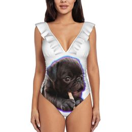 Wear Mops Pixel One Piece Swimsuit High Quality Swimwear Printed Push Up Monokini Summer Bathing Suit Mops Dog Fany Mops Dog Mopsy