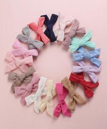 Baby Girls Hair Clip Cotton Bowknot Hairpins Solid Boutique Handmade Barrettes Kid Hair Accessories 20 Colors7890162