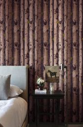 beibehang Personality Wooden Pile White Birch Trees Trees House Balls Bark Leather Wallpaper Vintage Modern Chinese Wallpaper3164163