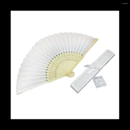 Decorative Figurines 20Pcs Carving White Folding Elegant Silk Hand Fans Wedding 6 Inches Cloth Small Multicolor Box Pack