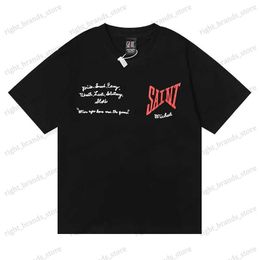 Men's T-Shirts 2023ss Japanese Style Saint Michael Special Machine Embroidered Letter Print Oversized T Shirt Pure Cotton T Shirt Men T240122