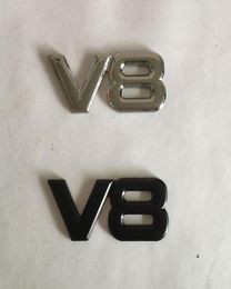 3D Metal V8 Emblems Badges Car Stickers Car styling black and silver8464884