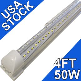 LED Shop Light 4Ft, 50W 5000LM 6500K, T8 LED Light Fixture, Clear Cover, Ceiling and Utility Shops Lighting, Linkable Tube Lights, Shop Lights Room, Garage usastock