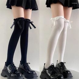 Women Socks Bowknot Stockings Womens Lace Trims Thigh High Over Knee Long For Student Girl