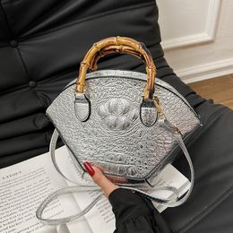 Women shoulder bag 7 colors classic retro crocodile handbag elegant atmospheric pressure flower backpack street popular solid color leather shell bag 6782#