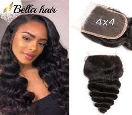 4x4 Loose Wave Lace Closure Virgin Remy Human Hair Natural Black Can Be Bleached 3 Way Part Middle Part Swiss Closures8872921