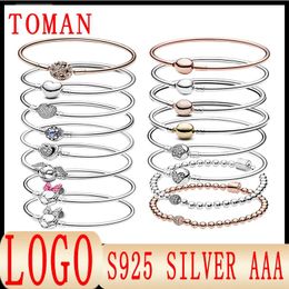 Bangles Bracelet 5 100% 925 Sterling Silver Classics Bracelet Fit Original Pan Charm 1:1 Model Have Logo Gift For Women