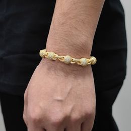 10mm diamond studded bubble round bead chain Mosang S925 stone bracelet hot selling accessory hip-hop men's bracelet