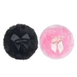 Sponges Applicators Cotton Makeup Large Fluffy Powder Puff For Face Body Round Loose With Ribbon Bow Handle Transparent Storage Box Dr Otxua