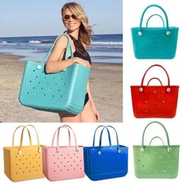 New Rubber Beach Bags EVA Storage Bags Large Size Rubber Beach with Hole Waterproof Sandproof Durable Open Silicone Tote Bag for Outdoor Beach Pool Sports