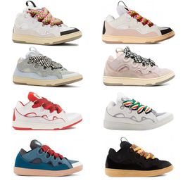 Designer Shoes Leather Curb Sneakers White Black Gum Ivory Pink Leather Mens Womens Fashion Luxury Casual shoes Walk Work Out Ladies Trainers lavvins