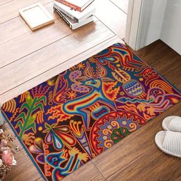 Carpets Non-slip Doormat Kitchen Mat Huichol Mexican Culture Hallway Carpet Entrance Door Rug Indoor Decor