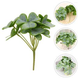 Decorative Flowers Party Decors Fake Plant Green Shamrock Artificial DIY Bouquet Stems Silk Flower