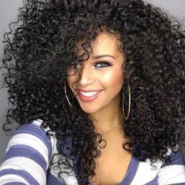 Screw Curly Synthetic Hair Wigs Afro Kinky Curly Mechanism Wig Black Colour 14inch Natural Black HighTemperature Fibre