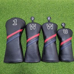 Simple atmosphere Golf Woods Headcovers Covers For Driver Fairway Clubs Set Heads PU Leather Unisex 240122