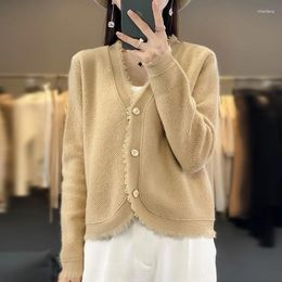 Women's Knits Autumn Sweater Cardigan Women V-neck Long Sleeve Tops Tassel Fashion Loose Winter Knitted Outerwear Warm