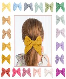 New 6inch Fable Bow Hair Clips Baby Lace Embroidery Hair Bow Hairpins Girls Kids Barrettes Curled Edge Nylon Headband2865959