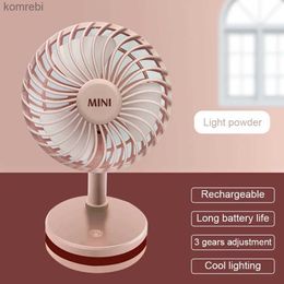 Electric Fans Usb Rechargeable 500Mah Mini Electric Fan Portable Adjustable Standing Handheld Fan Office Cooling Fans Air Cooler Desktop FanL240122