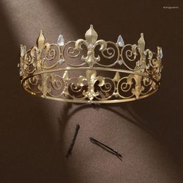 Hair Clips Icazo European Bride Wedding Luxury Round Crown Artificial Crystal Suitable For Party And Holiday Headwear
