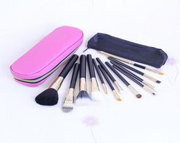 Brand Makeup Brushes 12pcs Professional Brush with Pink Leather Zipper Bag Dorp 1pcs3303600