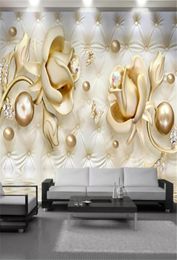 Classic 3d Luxurious Wallpaper Golden Rose Round Ball Jewelry Living Room TV Background Bound Wall Painting Mural Wallpapers2571071