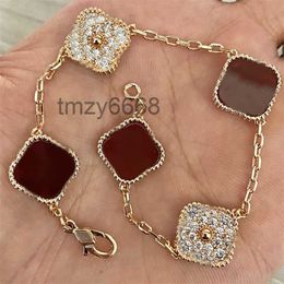 Clover Bracelet Luxury Mens Designer Charm Chain Chromatic Plated Gold Jewellery Women Trendy Vintage Diamond Braclet Four Leaf Men12 ZVWC