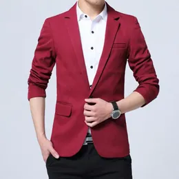 Men's Suits Cardigan Coat Men Suit Slim Fit Business Style With Single Button Closure Long Sleeve Mid Length For Work