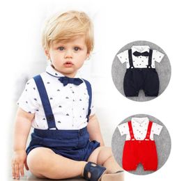 Emmababy recém-nascido criança bebê menino roupa arco macacão macacão calças cavalheiro 2 pçs conjunto crianças roupas 1863 z22759876