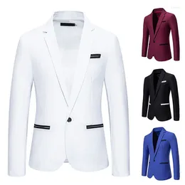 Men's Suits HOO 2024 Autumn Colour Matching Blazer Casual Slim Single-Breasted European Size