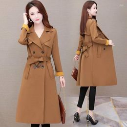 Women's Trench Coats High Quality Windbreaker Women 2024 Autumn Fashion Long Clothes Ladies Lace Up Coat Female Casual Outerwear 4XL H2758