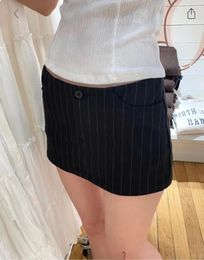 Skirts Y2K American Black Striped Culottes Mini For Women BM Girl High Waist One Step Skirt Slimming A-line Shorts