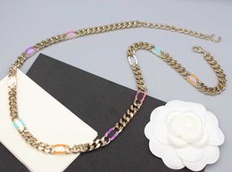 2024 Luxury quality long chain pendant necklace with colorful enamel color design in 18k gold plated have stamp box PS3852A