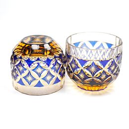 Edo Kiriko Amber Crystal Shot Glasses Drinkware Glass For Sake Baijiu Tequila Bar Cocktail Bullet Cup Hand Engraved 2oz