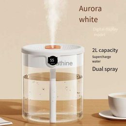 Humidifiers New 2L Double Spray Air Humidifier Air Purifier Nebulizer USB Large Capacity Home Silent Bedroom Office Digital Humidifier YQ240122