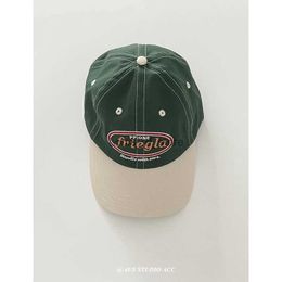 Ball Caps Couple Retro Street Tide Brand Soft Top Colour Matching Peaked Cap Female Korean Style All-Matching Embroidered BaseballH240122