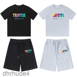 Mens Tshirts Trapstar Tracksuits t Shirt Designer Embroidery Letter Set Womens Crew Neck Trap Star Sweatshirt Suits Rainbow Colour Summer Sports Fashion Co M04 892U