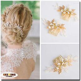 Headpieces Rhinestone Pearl Hair Comb Wedding Accessories Handmade Clips Women's Gathering Party Jewelry