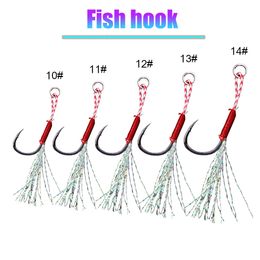 100Pcsbox Cast Jig Assist Hook Slow Jigging Lure Bass Fishing Hooks Barbed Tying Up Fishhook With Feather Sea 240119